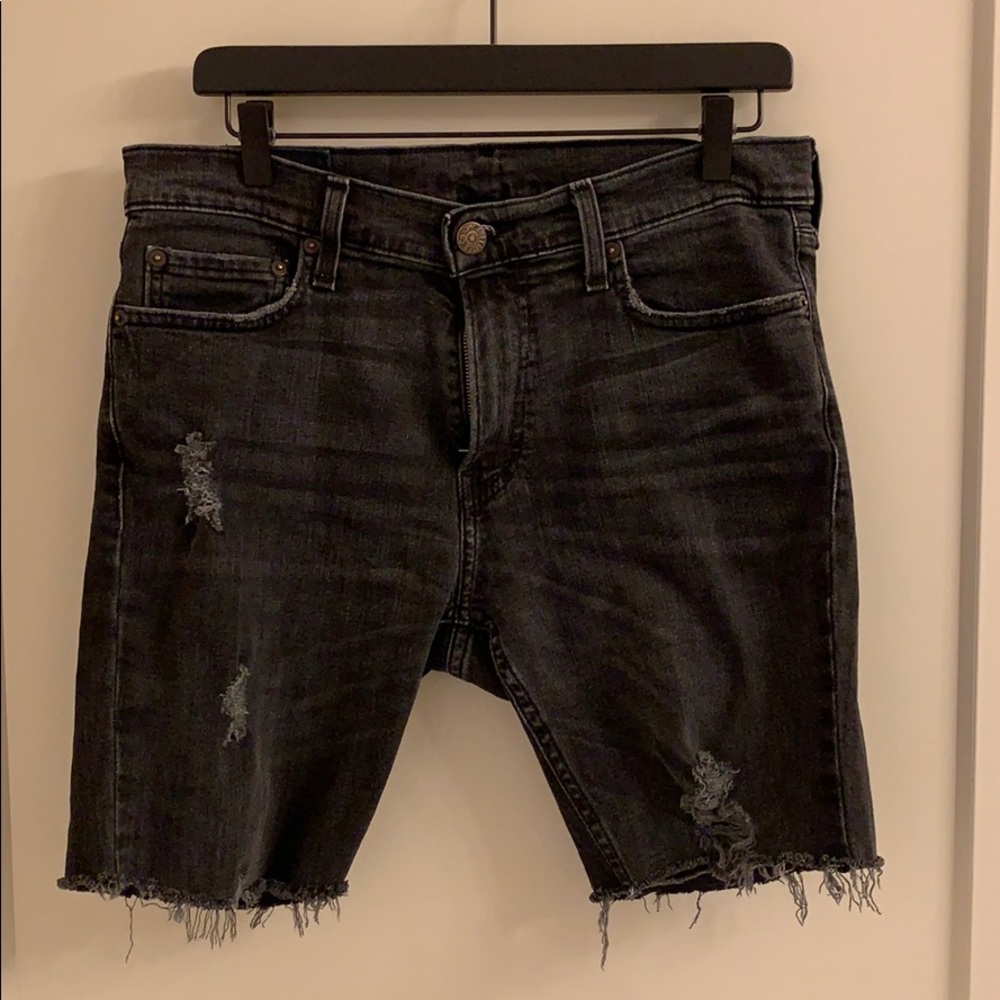 Men’s black denim shorts